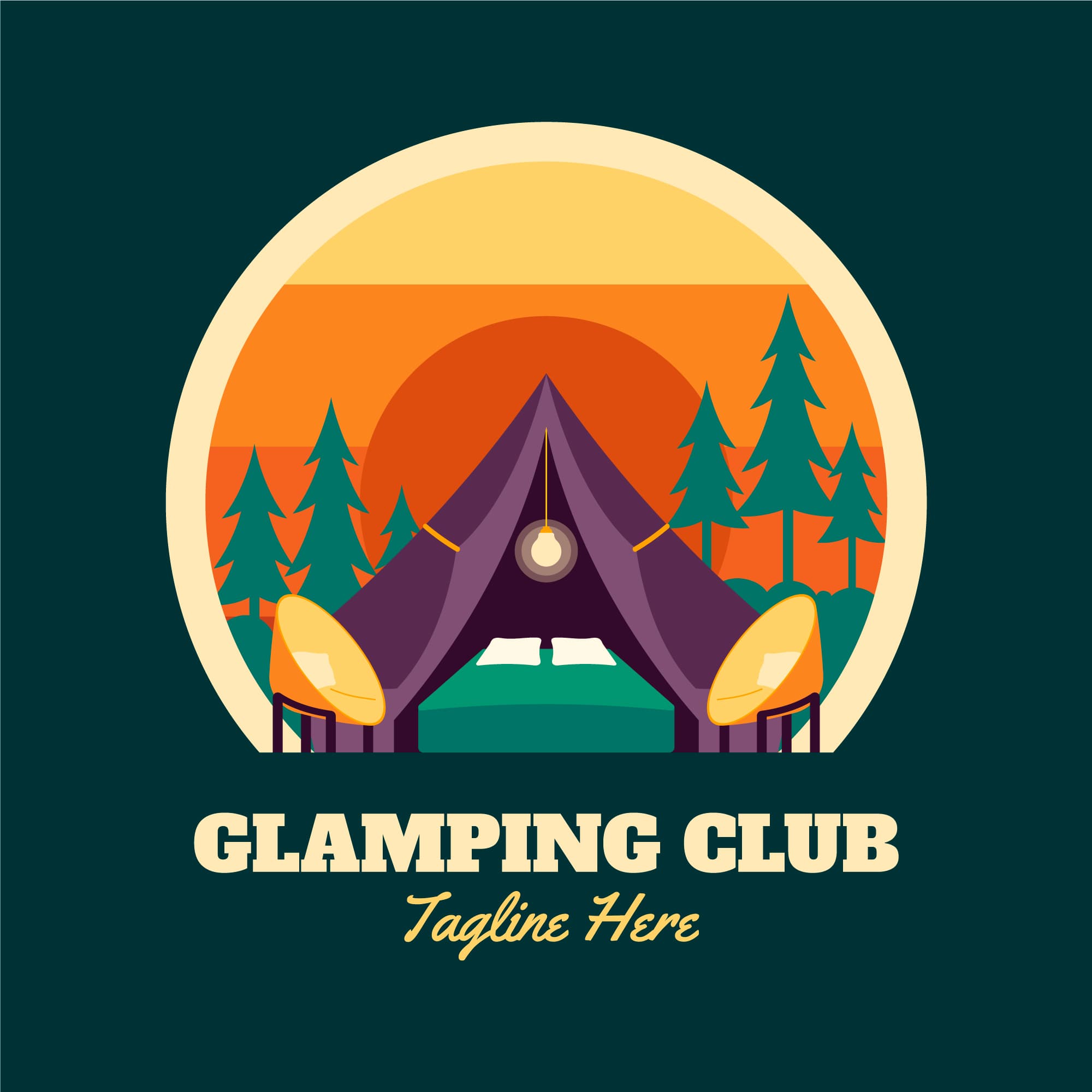 logo camping, petite cabane